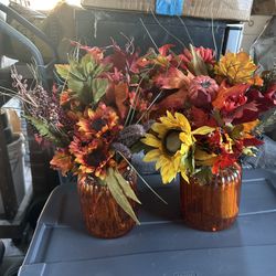 Fall Vases With Flowers 