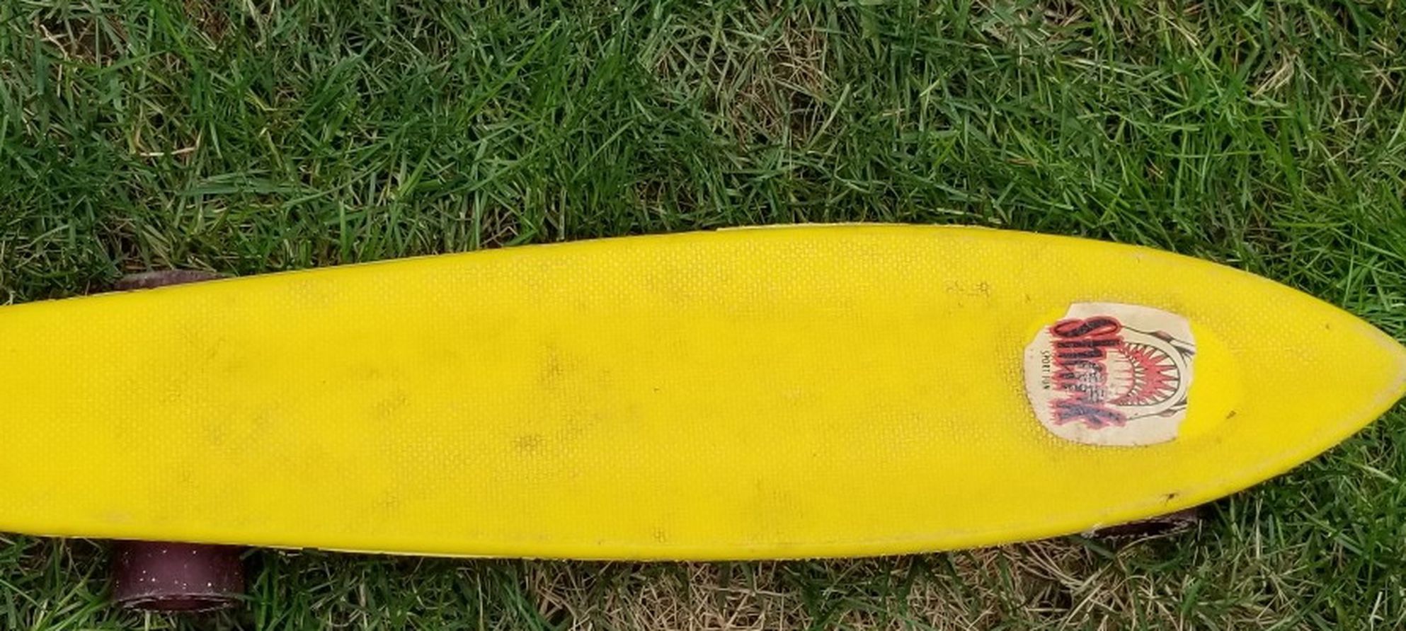 Vintage Shark Skateboard- Yellow with Red Wheels