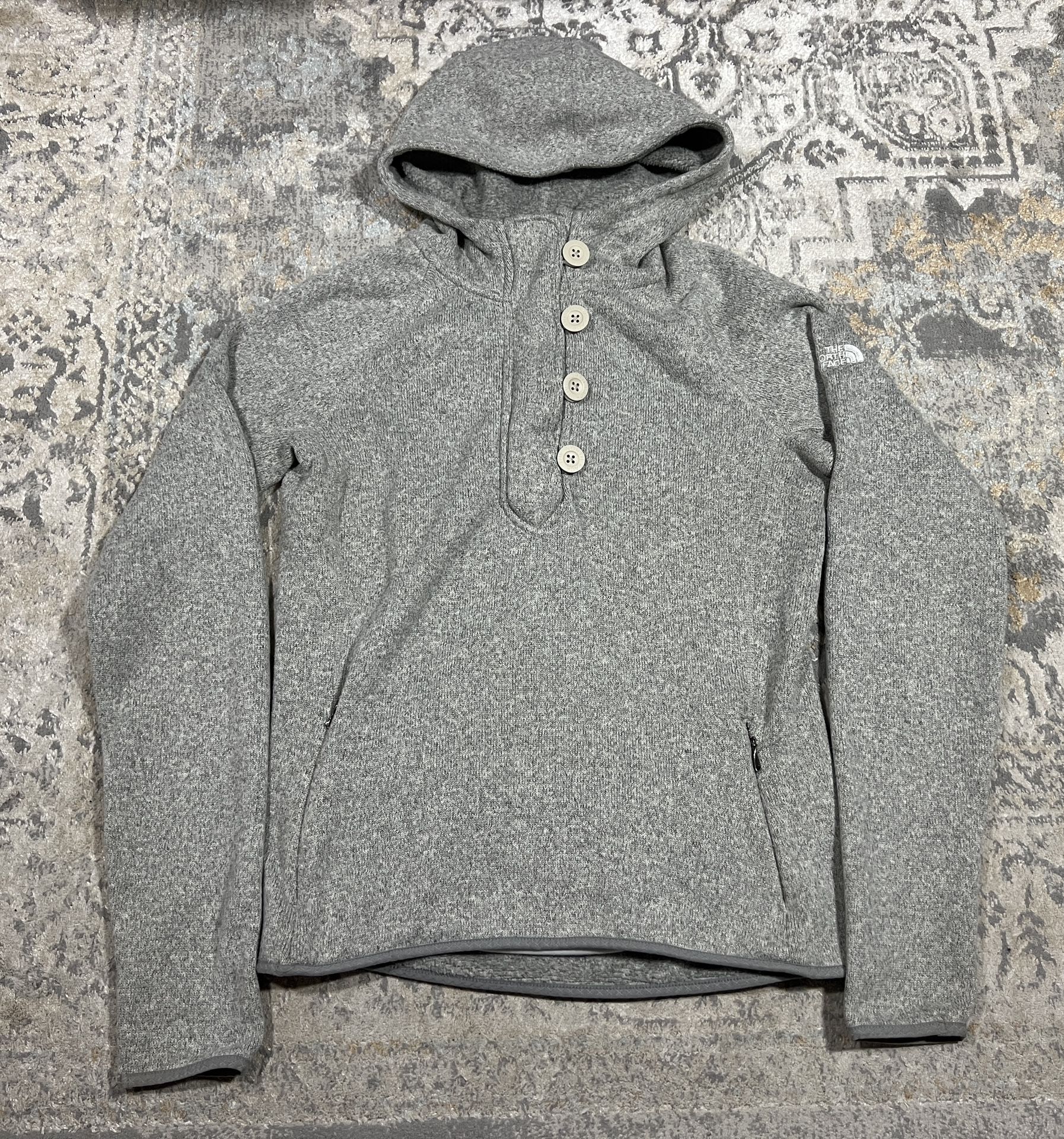 The North Face Women's 1/4 Button Zip Hooded Pullover Fleece Sweater Size M