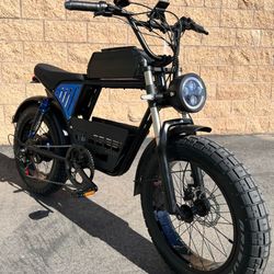 1500 Watt Electric Ebike, 35-39mph, Fat Tire, Includes Center Basket, 18ah Battery Incl (Blue Or Sand)
