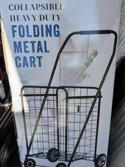 New In Box Large Metal Folding Cart On Wheels 