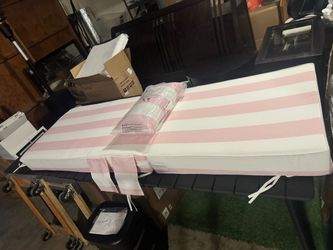 Pink and White Striped Chaise Lounge Cushion New $40
