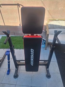 Workout bench with squat rack
