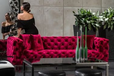 Red Velvet Sofa