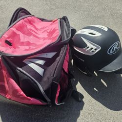 Rawlings Baseball Helmet 6 3/8-7 1/8 & Easton Pink Ball Bag and 10"glove