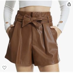 Faux Leather Brown Shorts 2X