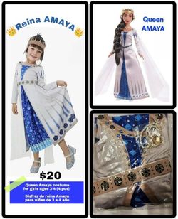 Queen Amaya Girls Costume Ages 3-4