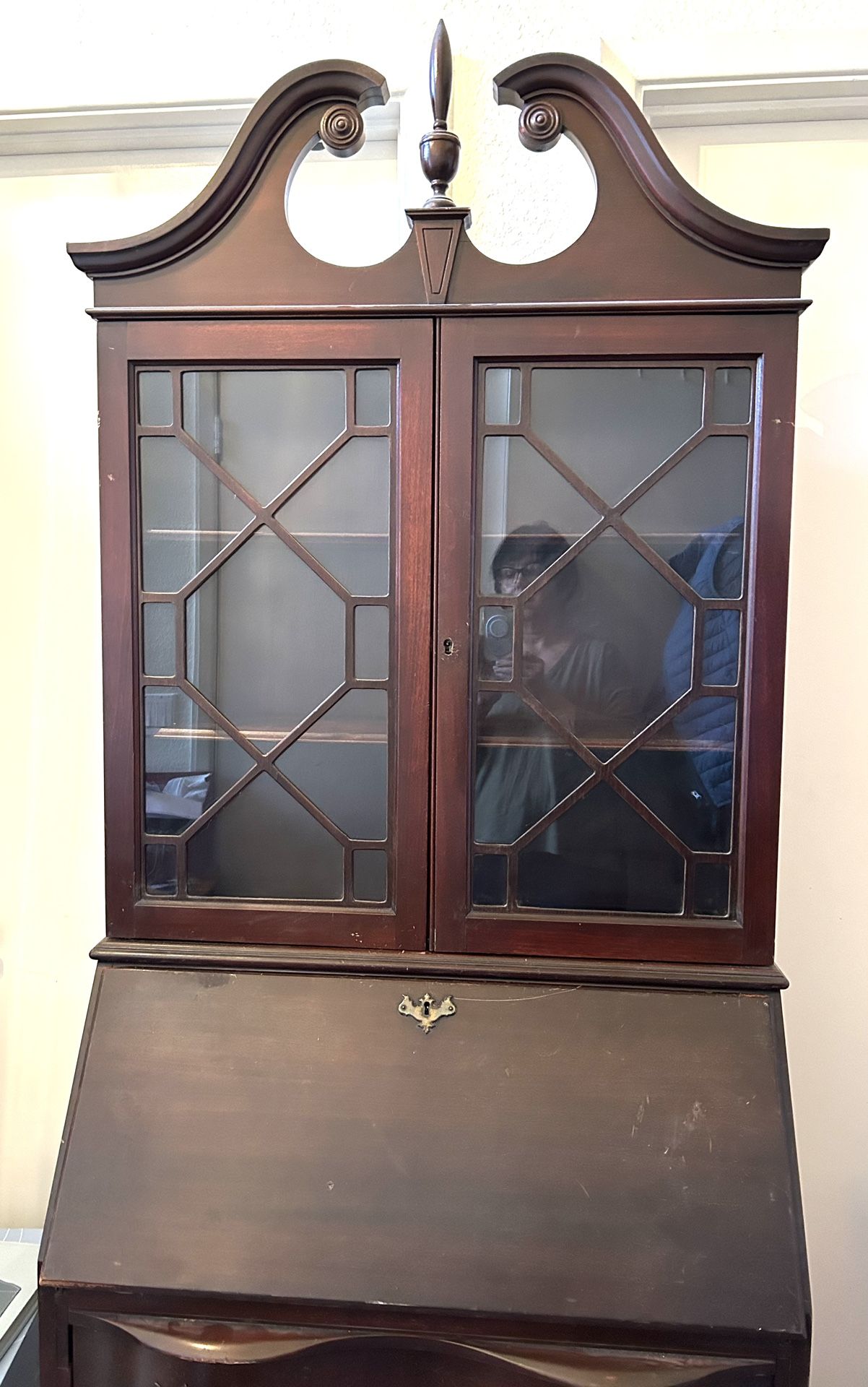 Vintage Chippendale Style Secretary Slant Front Desk