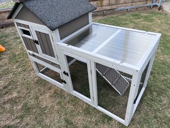 Rabbit Hutch (48"L) - 2-Story, Tray & Waterproof Roof-PET31