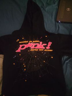 P*ink Spiderweb Graphic Black Hoodie