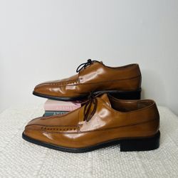 Fratelli Footware Mens Leather Khaki Square Dress Shoes Size 10