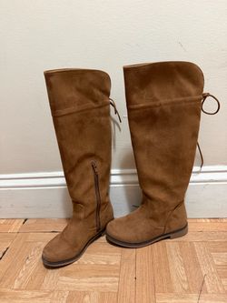 Tan Suede Knee-High Riding Boots