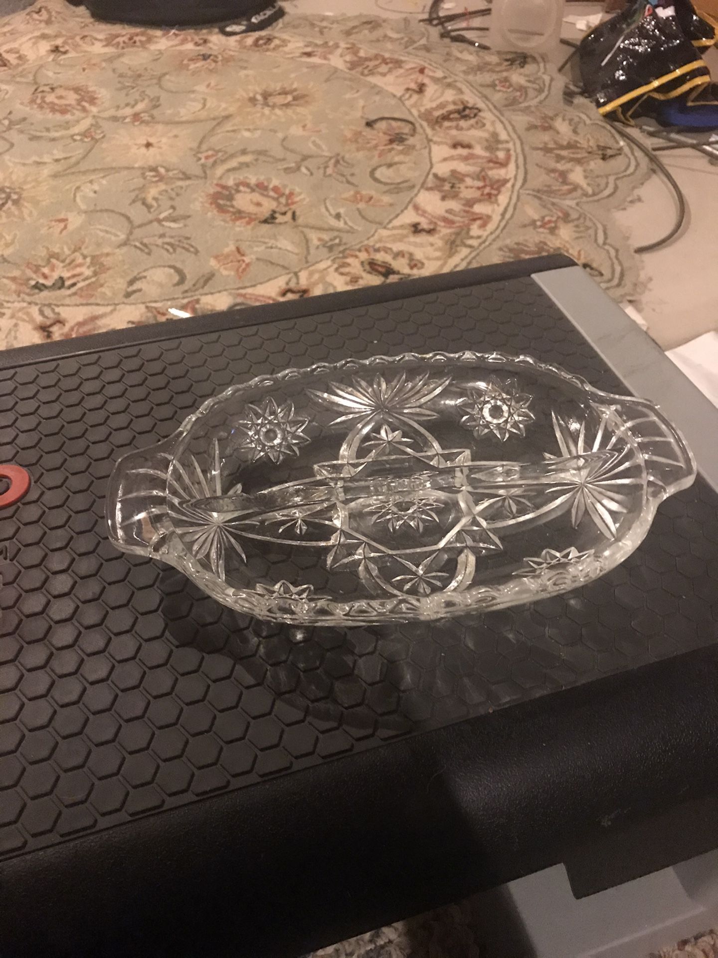 Lead crystal condiment dish