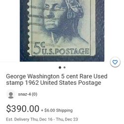 5 Cent US Postage George Washington 1962