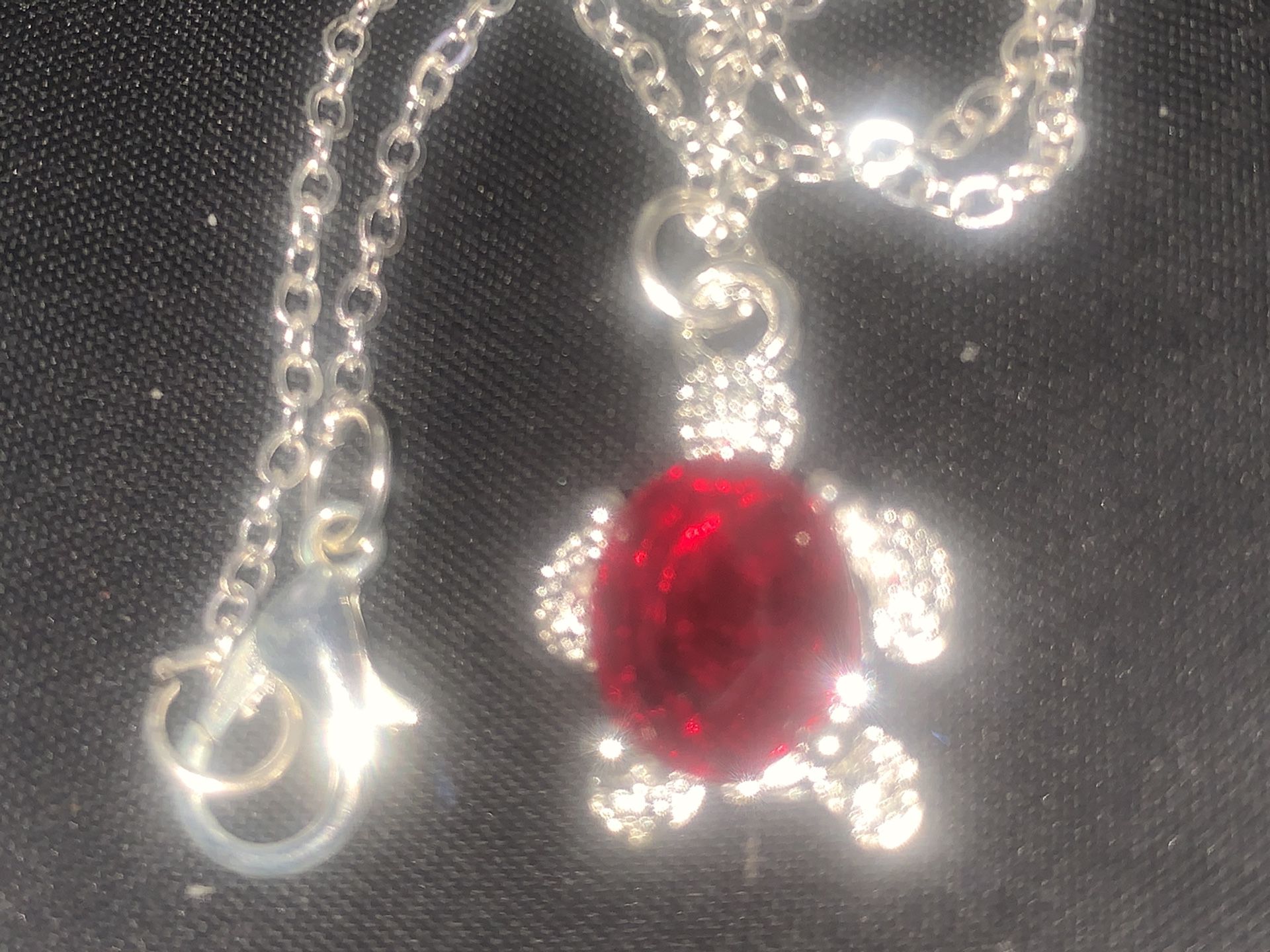 925 silver stimulated ruby turtle pendant with chain