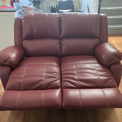 Loveseat Dual Recliner Faux Leather