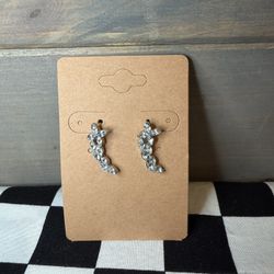 Rhinestone Flower Petal Earrings