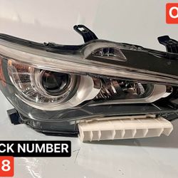 2018-2020 INFINITI Q50 OEM RH LED W/O ADAPTIVE HEADLIGHT. PASSENGER SIDE.