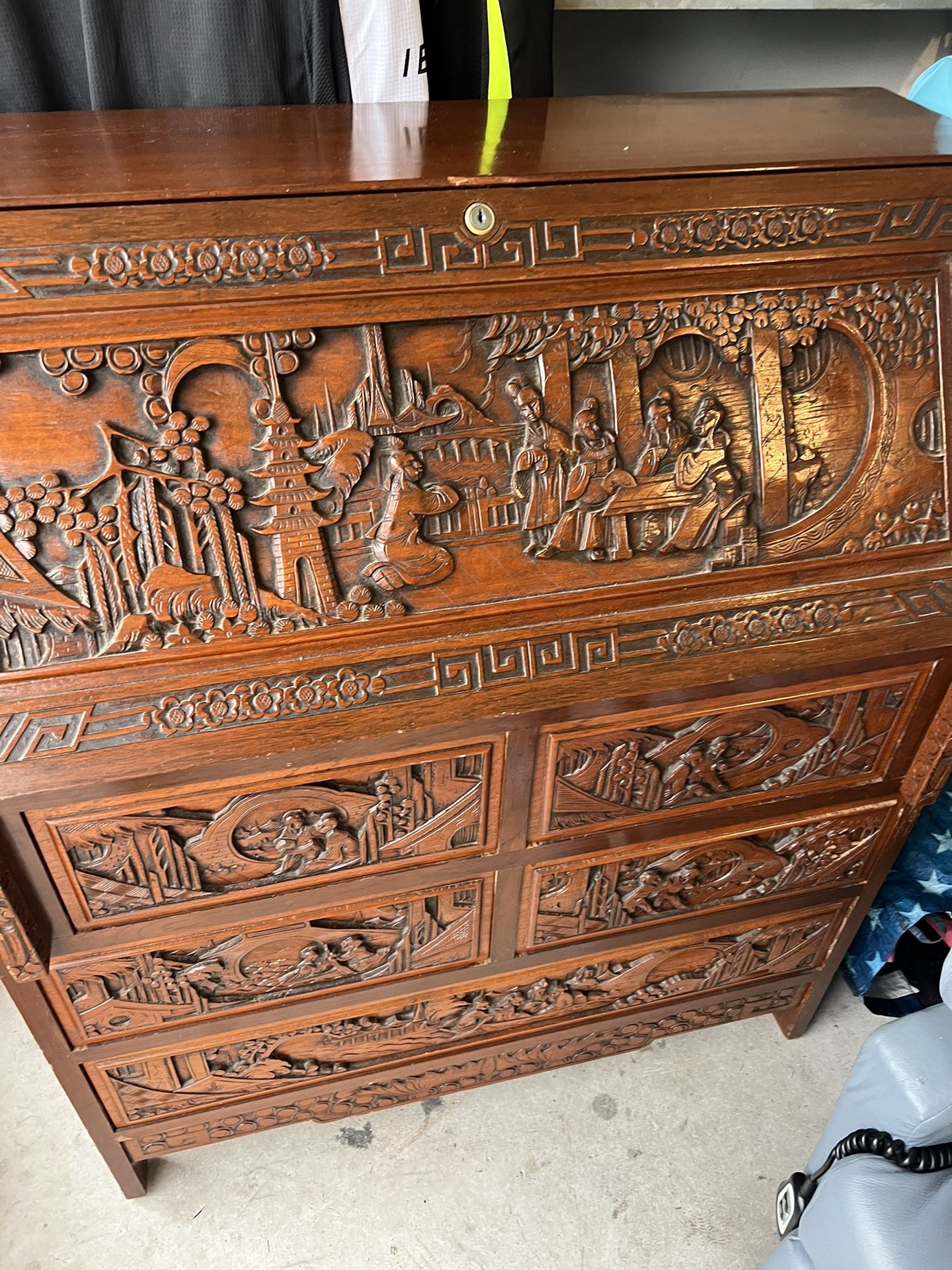 Antique Beautiful Carved Desk