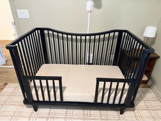 Black West Elm Convertible and Adjustable Crib