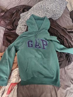 Gap Green Pullover Hoodie Cotton Fleece Logo Hood Pockets Men's Size S