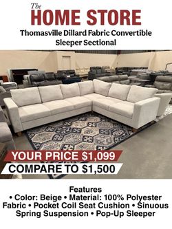 Thomasville Dillard Fabric Convertible Sleeper Sectional