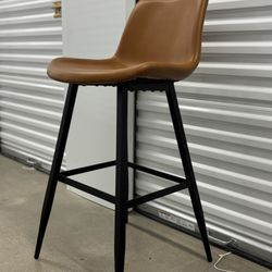 Set of 2 Modern Faux Leather Bar Stools