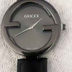Ladies Black Leather Gucci GG Style 38mm Watch 