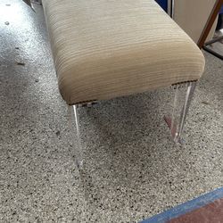 Bench Fabric With Lucite Legs Brass Nail Heads