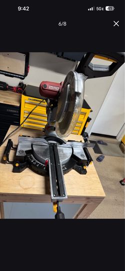 Chicago Electric 12" Sliding Compound Miter Saw with Laser And Cabinet