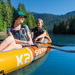 New K2 2 Person Dual Tandem Kayak / Canoe + Hi Pres Pump And 2 Oars / Paddles
