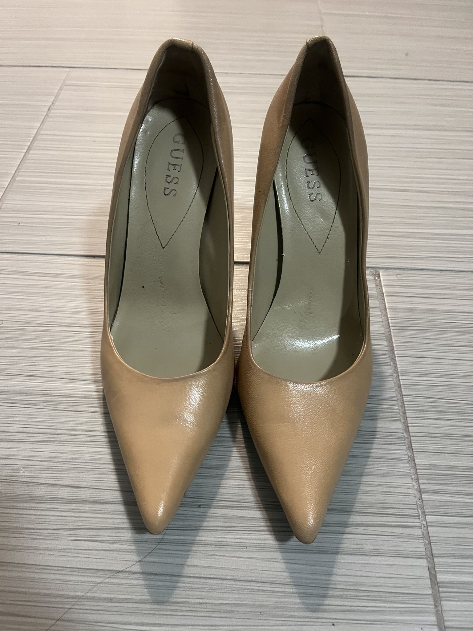 Beige Leather High Heel Guess Shoes