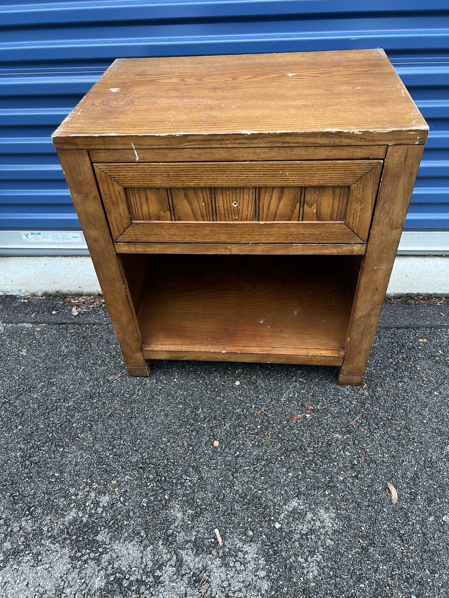 Wooden Nightstand, Needs Painted or Refinishing  Nightstand  24 “ wide  17” deep  26” tall 