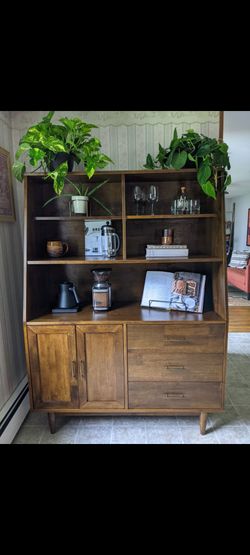 West Elm Style Mid-Century Modern Hutch/Display Cabine