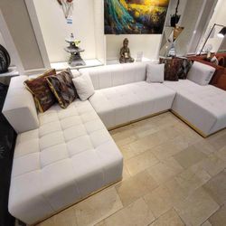 11 Feet Long Gold White Sectional 
