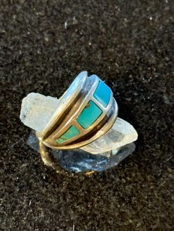 Vintage Native American Silver/Turquoise Ring SZ 8-8.5