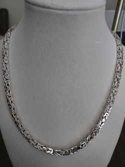 24" Byzantine Chain 4.5mm 33g 925 Solid Sterling Silver Handmade in Italy