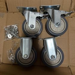 4 Inch Castets Set of 4 Heavy Duty Caster Wheels with Brake 2200Lbs Swivel TP...