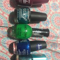 5 Bottle Of Finger Nail Polish (Neon, Metallic, Glitter)