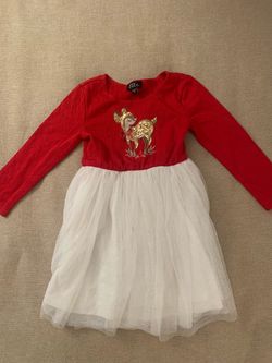 Girls Red Holiday Tutu Dress with Deer
