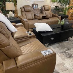 Leather Reclining Sofa Loveseat Set‼️ Same Day Delivery