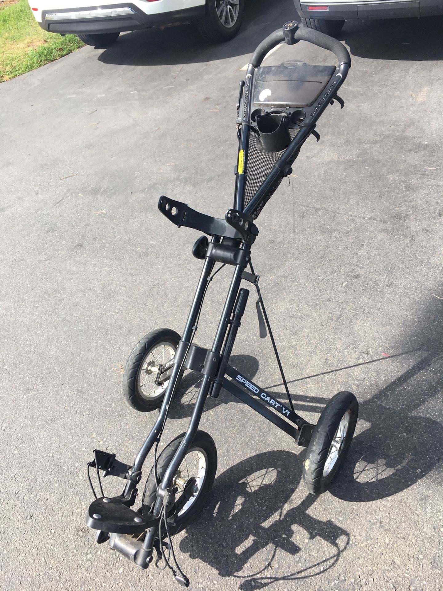 Sun Mountain Speed Cart V1 Golf Bag Push/Pull 3-Wheel Folding Caddy