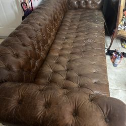 Restoration Hardware Custom Chesterfield Leather Sofa
