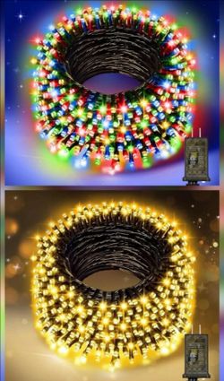 66Ft 200 LED RBG Or Warm White Color Christmas String Lights, Multicolor Fairy Lights, 8 Modes Plug in Christmas Tree Lights for Indoor Outdoor