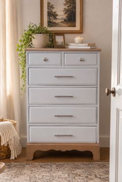 Light Blue Solid Wood vintage Dresser -