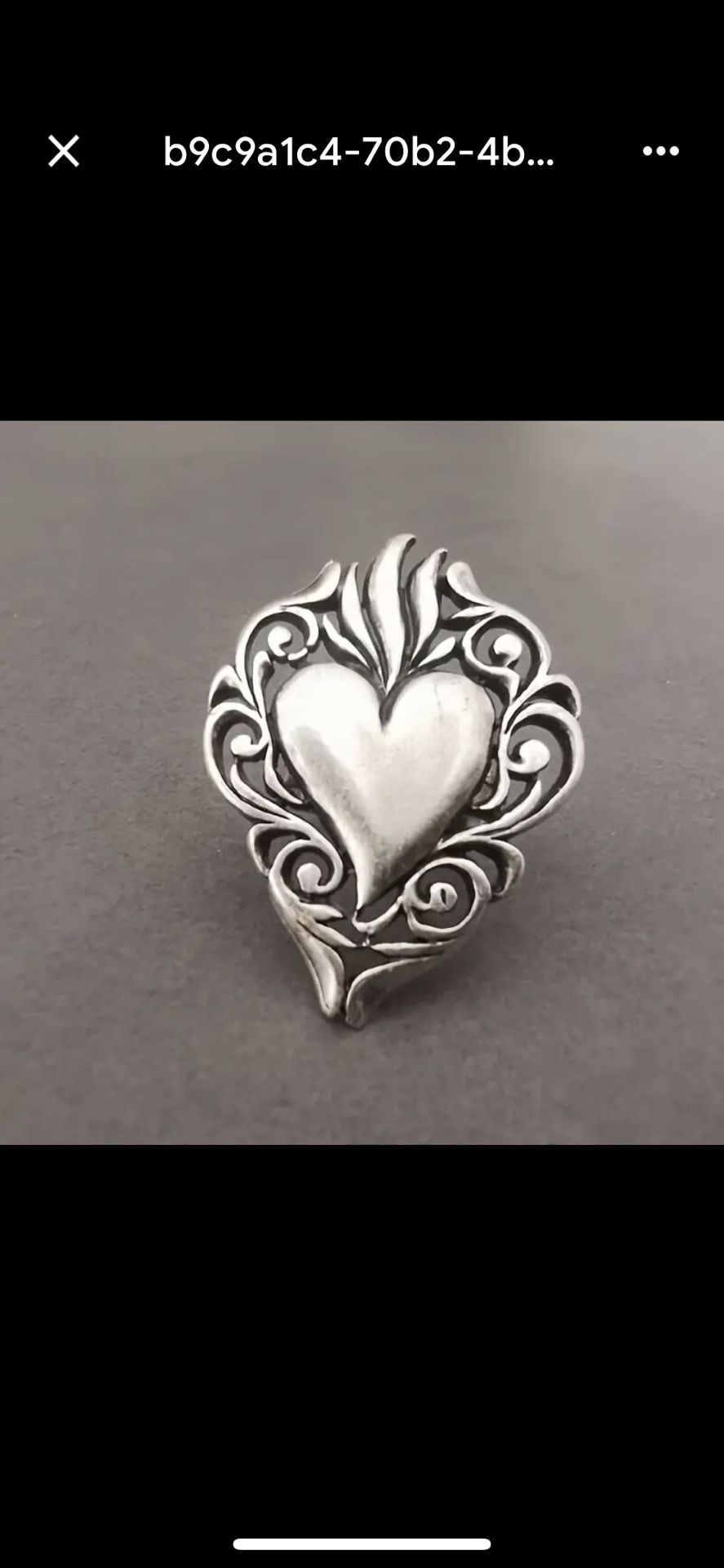 Sacred Heart Adjustable Ring – Silver Tone  