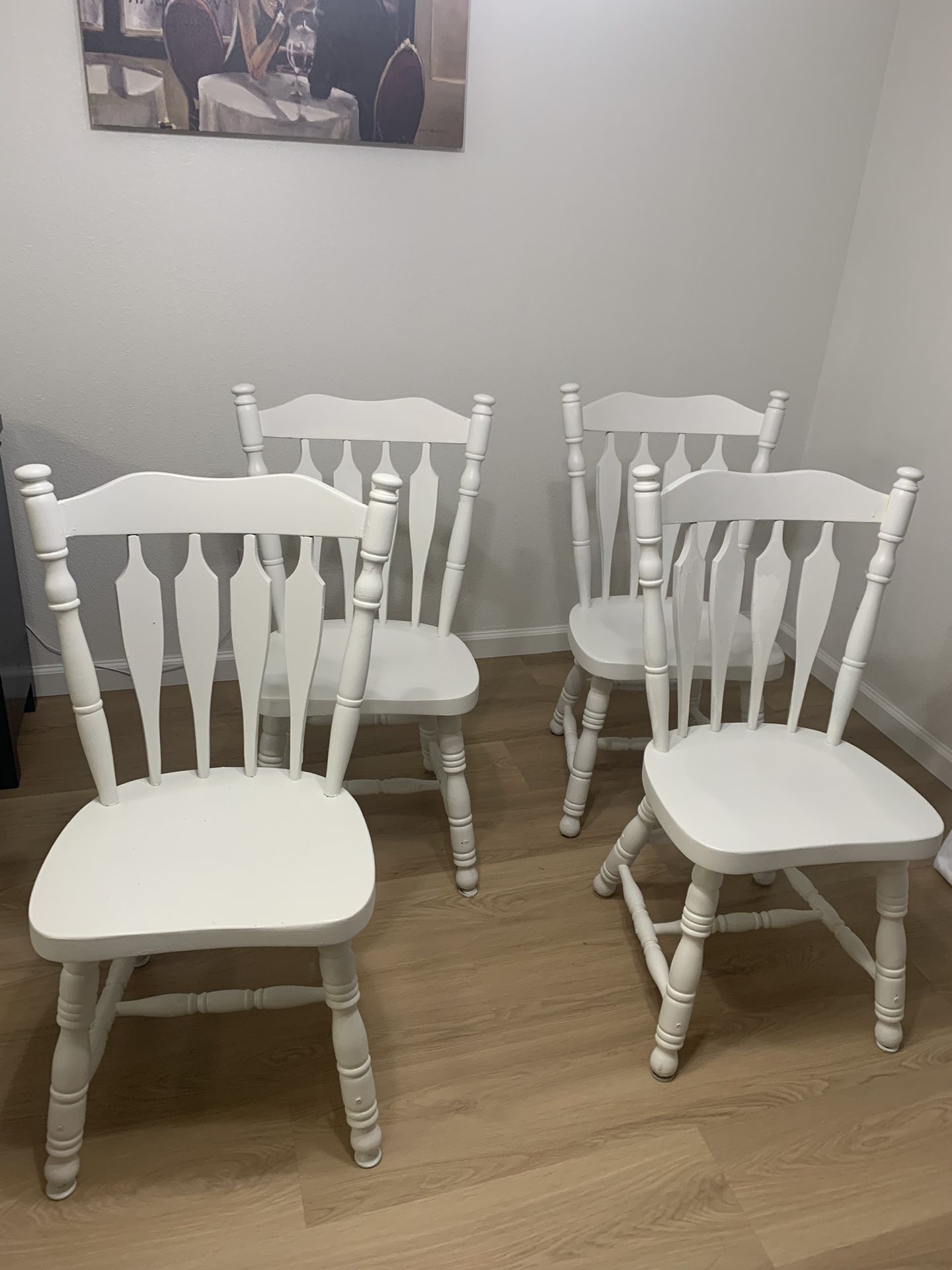 White Oak Wood Dining Chairs - Set Of 4