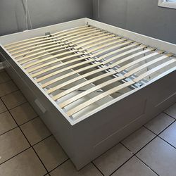 Queen size white bed frame 