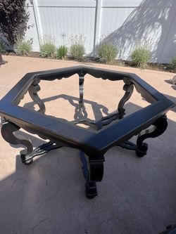 Hexagon Black Glass Coffee Table