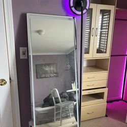 Standing body mirror with LED lights